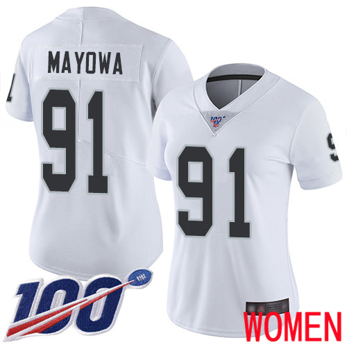 Oakland Raiders Limited White Women Benson Mayowa Road Jersey NFL Football #91 100th Season Jersey